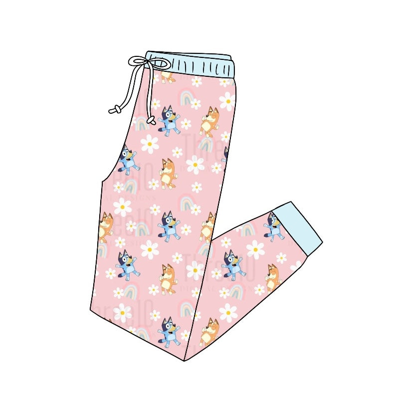 Adult Women Dogs Flowers Pajamas Bottom Pants Preorder(moq 5)