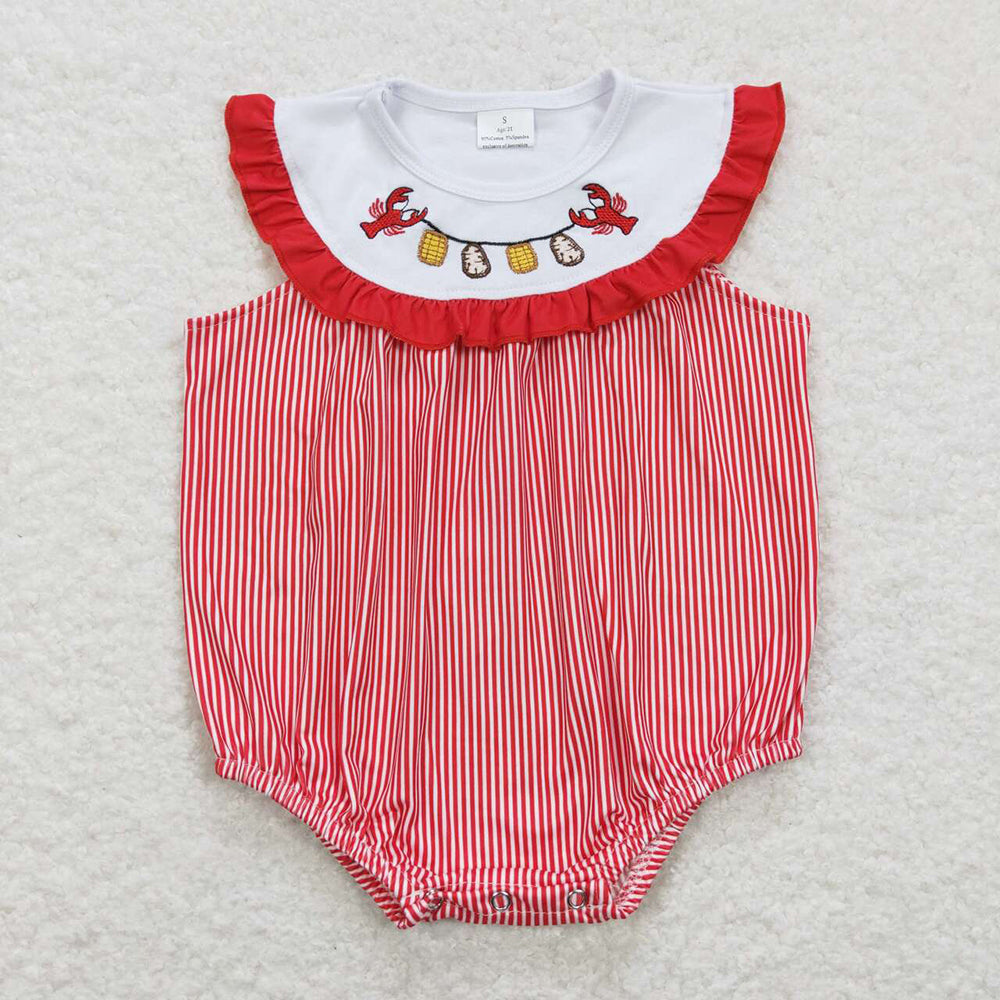 Baby Infant Girls Crawfish Boiled Sleeveless Rompers