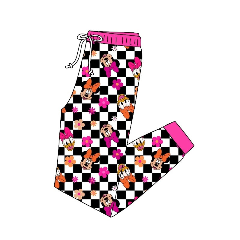 Adult Women Black Checkered Mouse Pajamas Bottom Pants Preorder(moq 5)