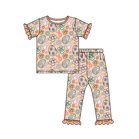 Baby Girls Easter Rabbit Eggs Tops Pants Pajamas Clothes Sets preorder(moq 5)