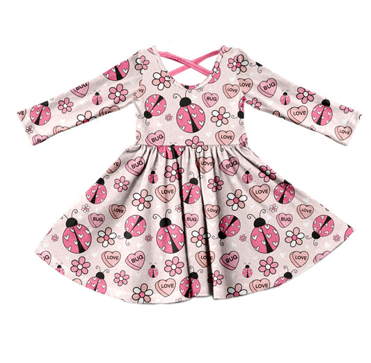 Baby Girls Valentines Bugs Long Sleeve Twirl Dresses preorder(moq 5)