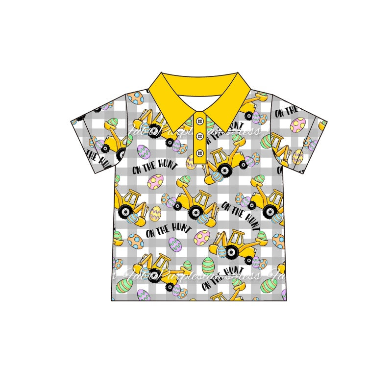 Baby Boys Easter Tractor Eggs Buttons Shirts Tops preorder(moq 5)