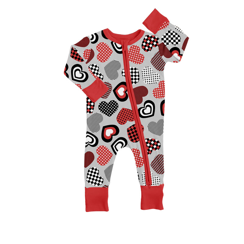 Baby Toddler Boys Girls Hearts Grey Red Rompers preorder(moq 5)