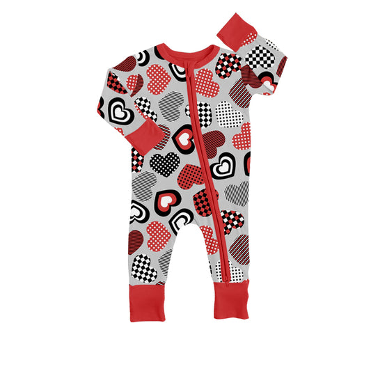 Baby Toddler Boys Girls Hearts Grey Red Rompers preorder(moq 5)