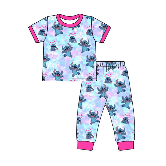 Baby Girls Short Sleeve Inspired Mouse Tops Pants Pajamas Clothes Outfits Sets preorder(moq 5)