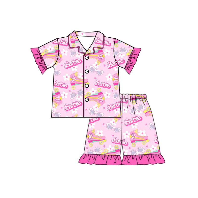 Baby Girls Pink Doll Skater Flowers Flutter Sleeve Twirl Dresses preorder(moq 5)