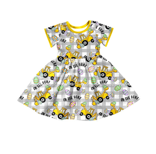 Baby Girls Easter Tractor Eggs Twirl Dresses preorder(moq 5)