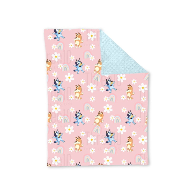 Baby Girls Dogs Flowers Pink Minky Blankets preorder(moq 5)