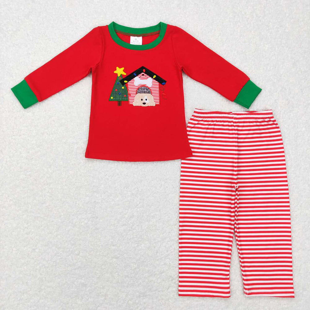 Baby Boys Christmas Dog House Top Pants Jammies 2pcs Pajamas Sets