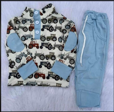 Baby Boys Tractor Pullover Tops Pants Clothes Outfits Sets preorder(moq 5)