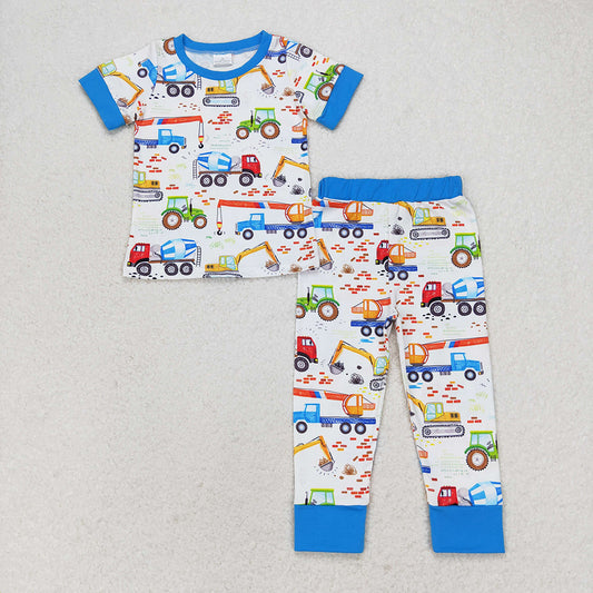 Baby Boys Construction Short Sleeve Shirt Pants Pajamas Clothes Sets