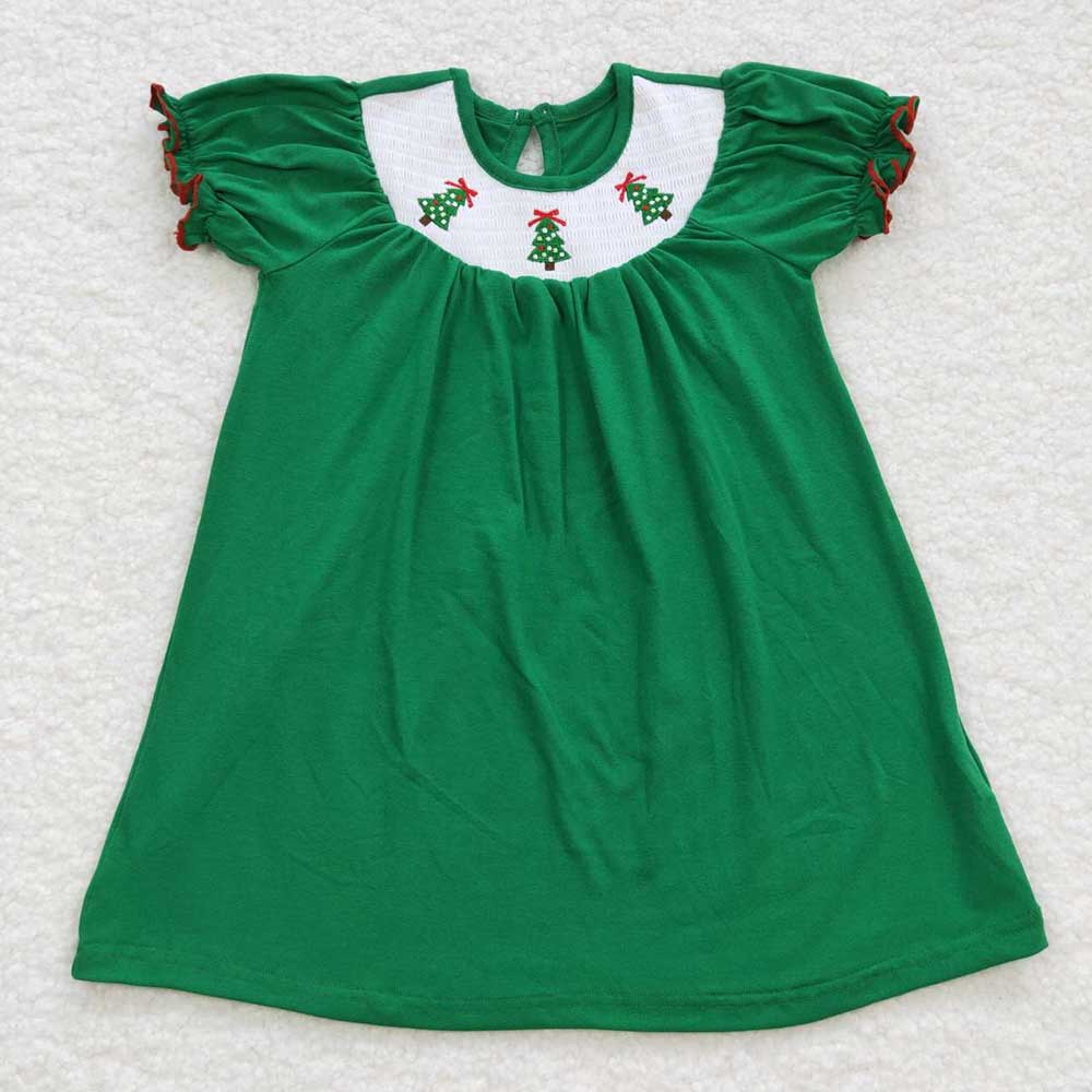 Baby Girls Christmas Tree Smocked Dresses