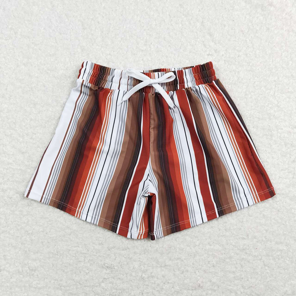 Baby Boys Summer Western Brown Stripes Trunks Swimsuits Swimwear