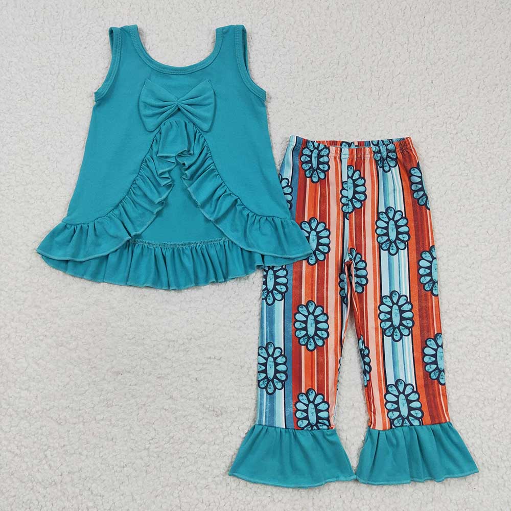 Baby Girls Turquoise Tunic Ruffle Pants Clothes Sets