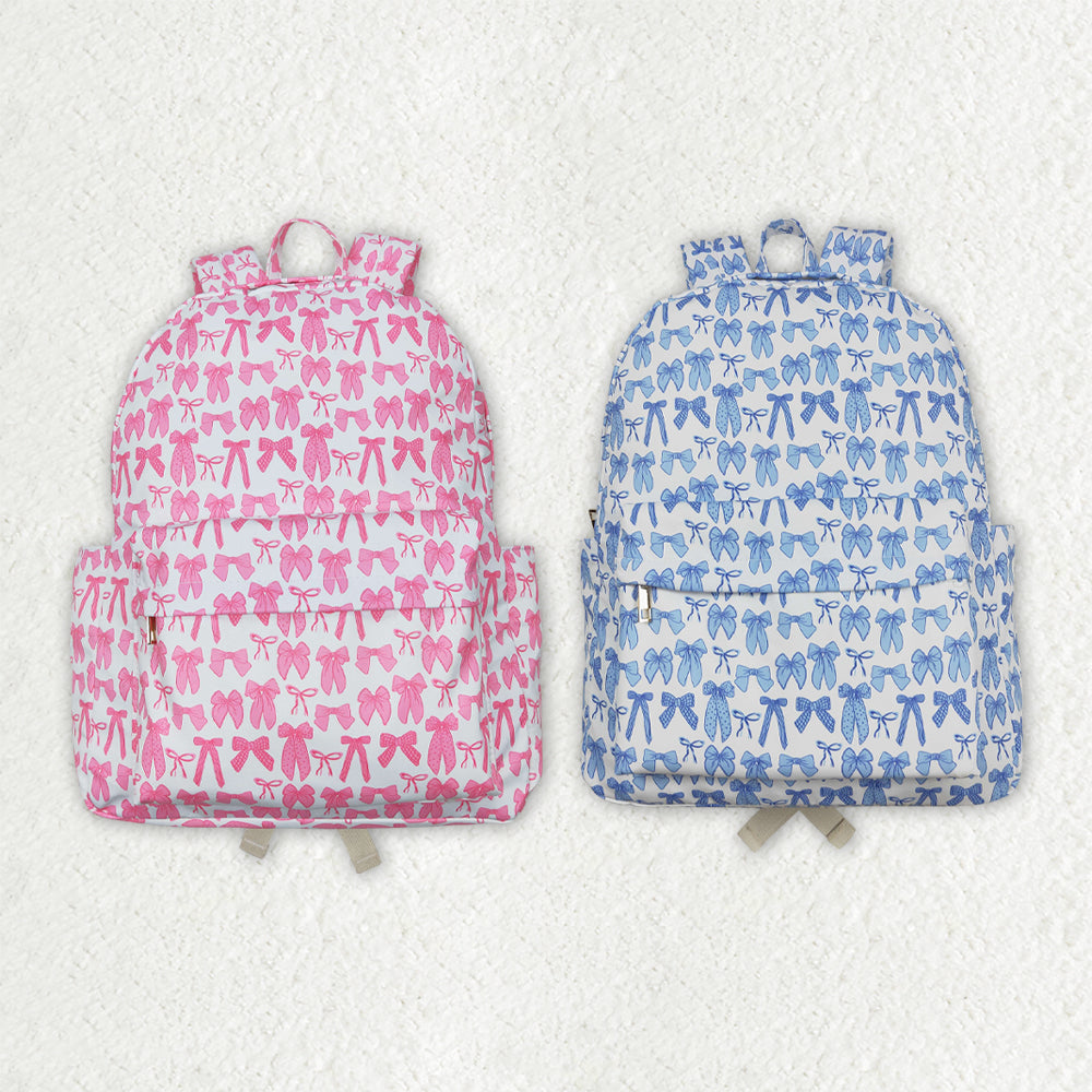 Two Colors Sibling Baby Girls Pink Blue Bows Backpacks Bags