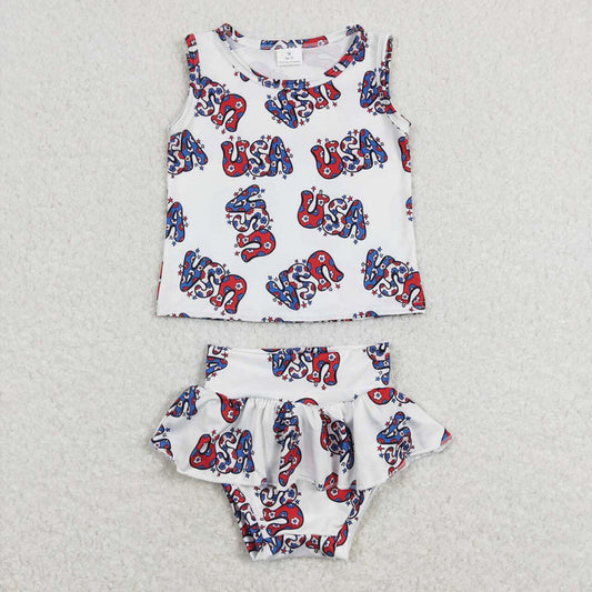 Baby Girls Infant Infant 4th Of July Top USA Bummies Clothes Sets