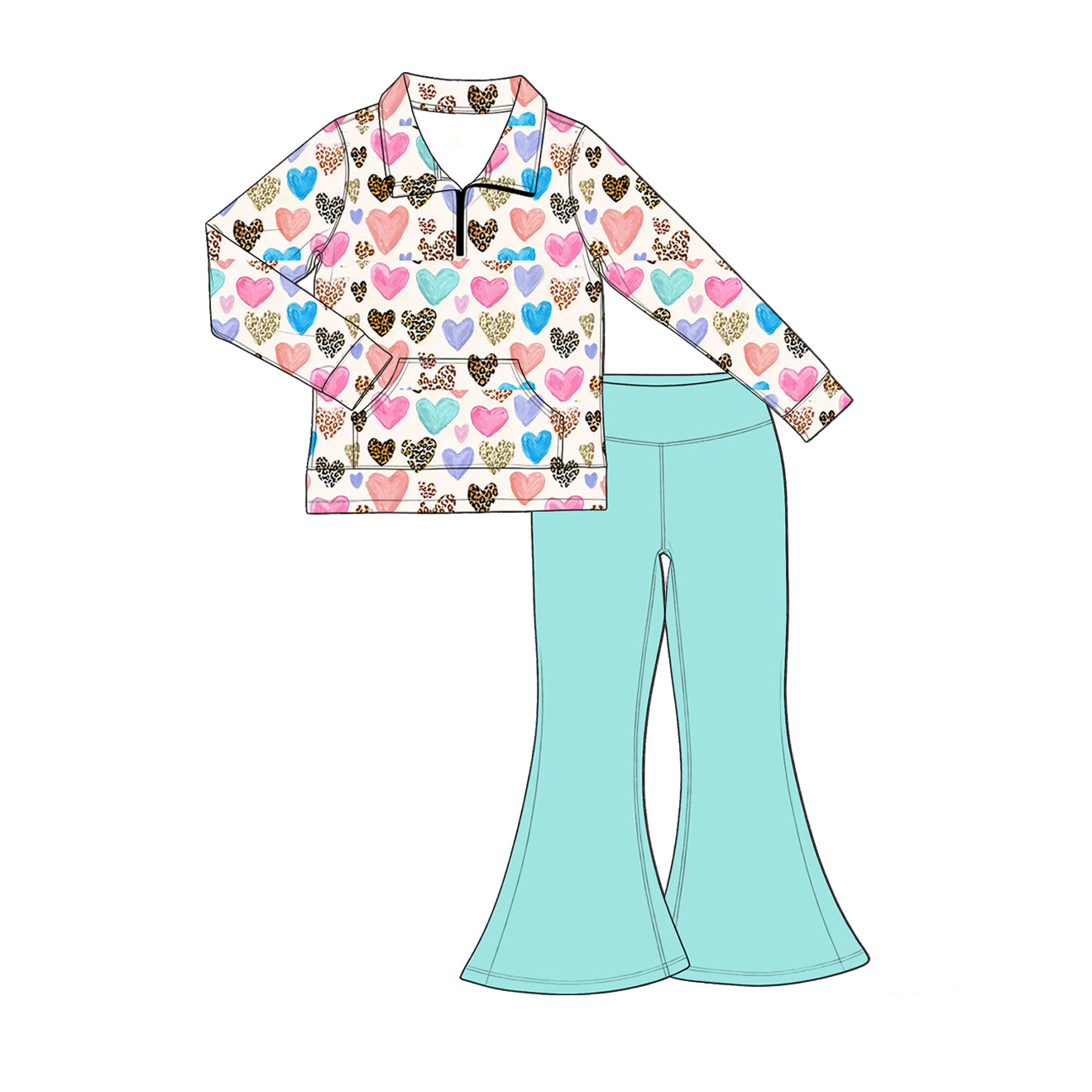 Preorder(moq 5) Kids Long Sleeve Two Piece Casual Outfit Set