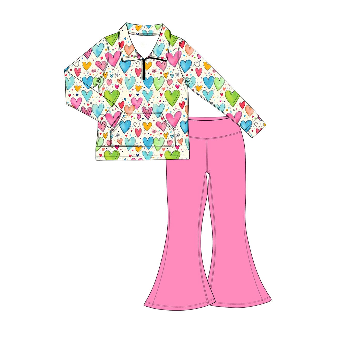 Preorder(moq 5) Kids Long Sleeve Two Piece Casual Outfit Set