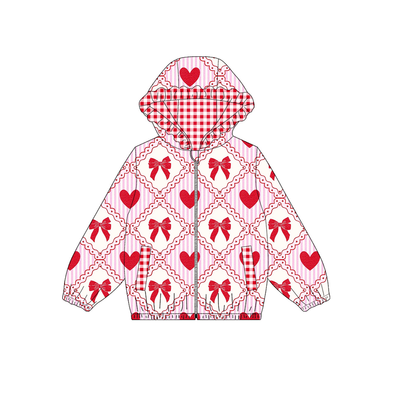 Preorder(moq 5) Girls Reversible Hooded Jacket Kids Double‑Sided Wear Zip Up Hoodie Coat Outerwear