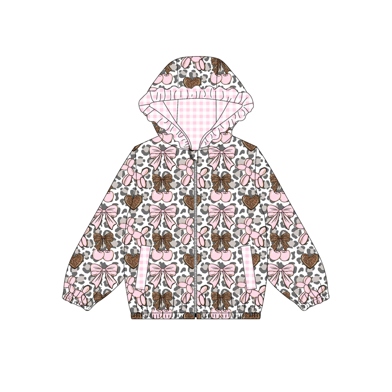 Preorder(moq 5) Girls Reversible Hooded Jacket Kids Double‑Sided Wear Zip Up Hoodie Coat Outerwear