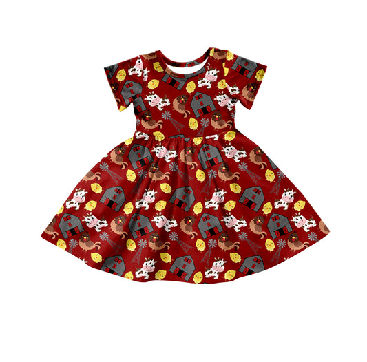 Baby Girls Short Sleeve Farm Knee Length Dresses preorder(moq 5)