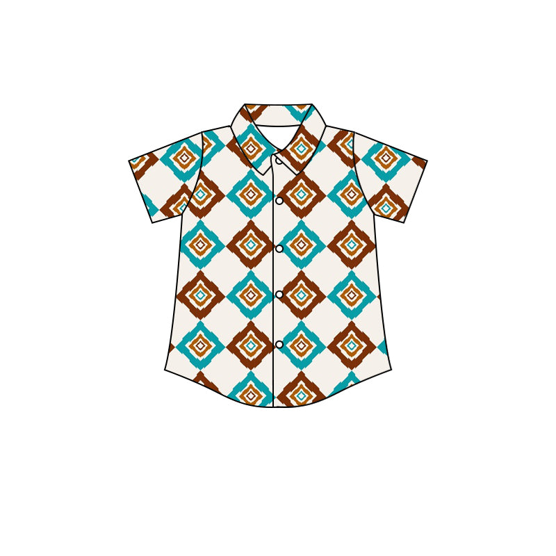 Baby Boys Short Sleeve Western Aztec Buttons Tee Shirts Tops preorder(moq 5)