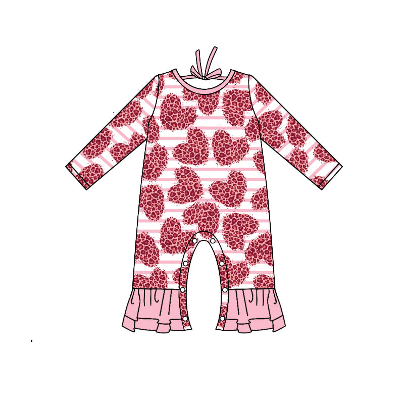 Baby Girls Long Sleeve Heart Ruffle Rompers preorder(moq 5)