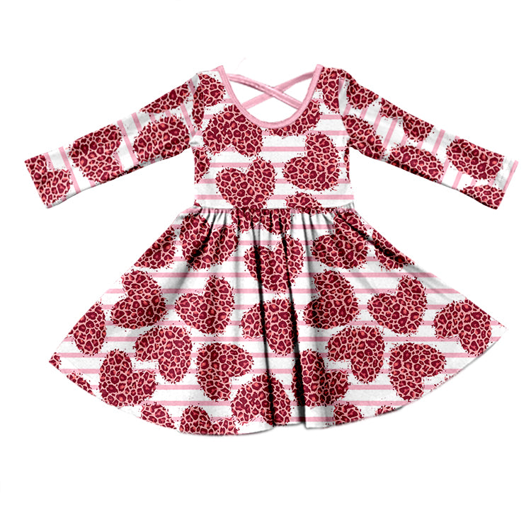 Baby Girls Heart Long Sleeve Valentines Knee Length Dresses preorder(moq 5)