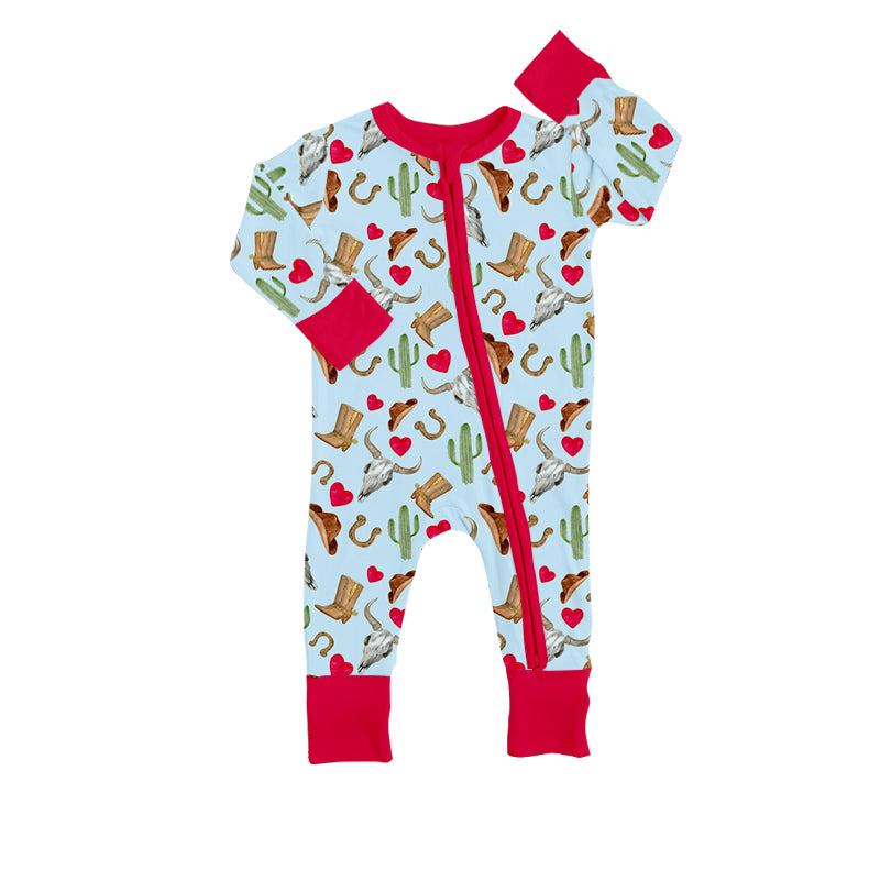 Baby Girls Cactus Long Sleeve Hearts Zip Rompers preorder(moq 5)