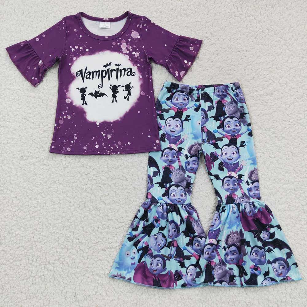 Baby Girls Halloween Bats Bell Bottom Pants Sets