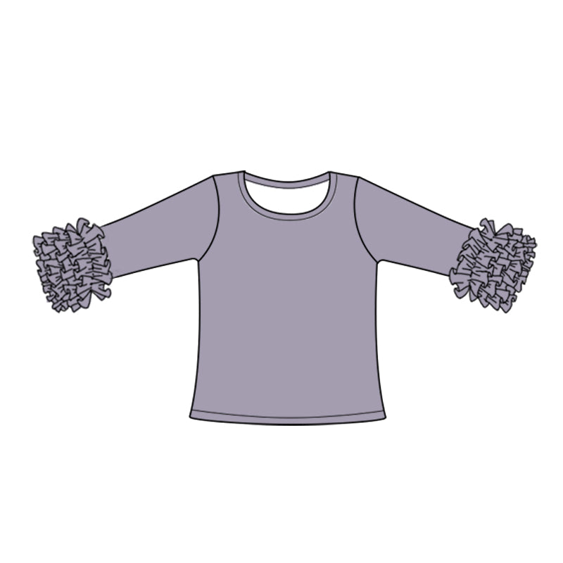 Baby Girls Grey Icing Ruffle Long Sleeve Tee Shirts Tops preorder(moq 5)