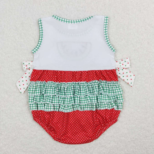 Baby Infant Girls Watermelon Bows Ruffle Rompers