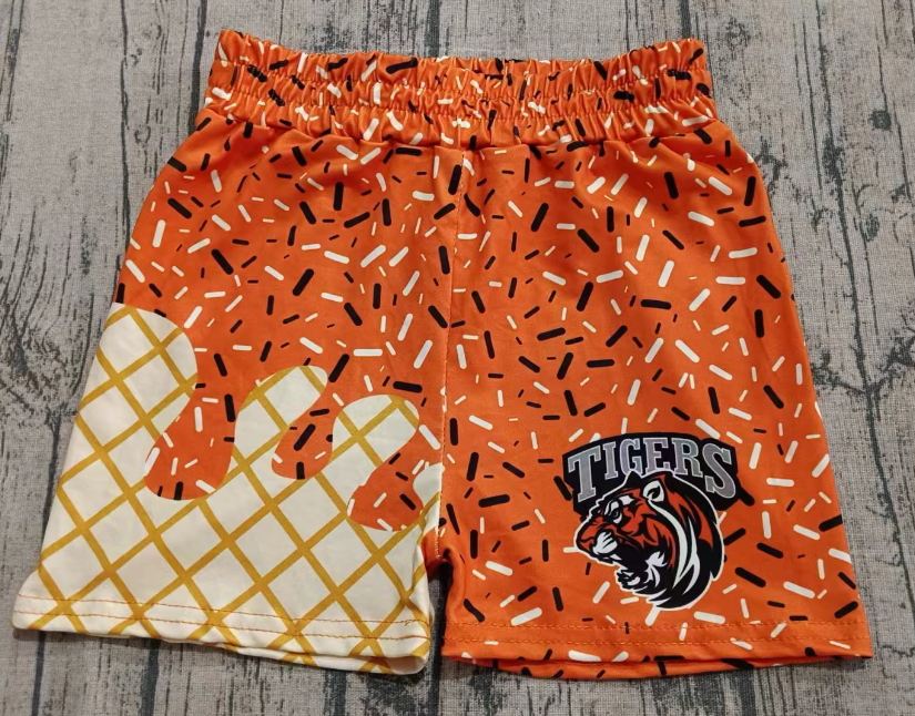Preorder moq 5  Baby Boys Orange Sprinkles Tigers Team Shorts Bottom