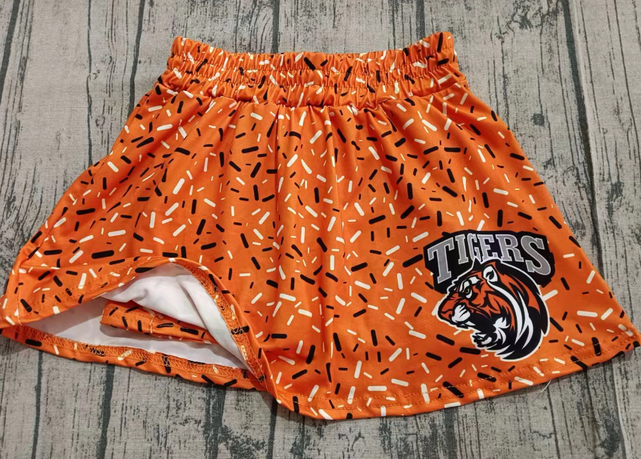 Preorder (moq 5)Baby Girls Orange Drip Tigers Team Skirts Shorts Bottom