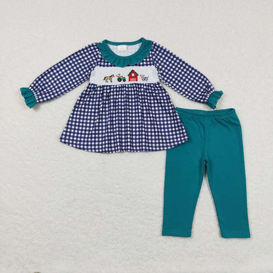 Baby Girls Green Gingham Farm Tunic Top Legging Clothes Sets