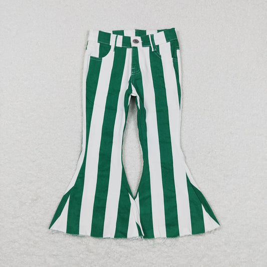 Baby Girls Green White Stripes Bell Denim Pants