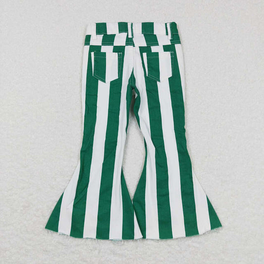 Baby Girls Green White Stripes Bell Denim Pants