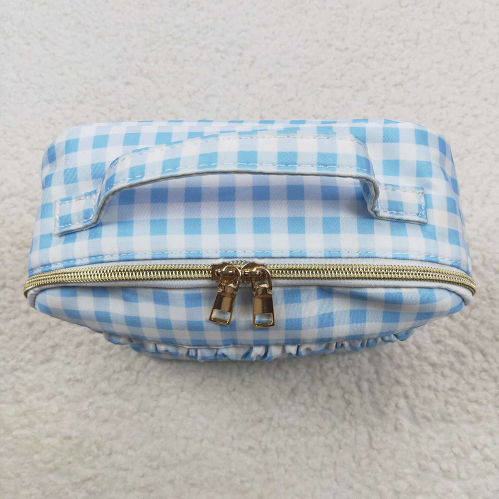 Baby Kids Blue Checkered Dinnder Picnic Thermal Bags