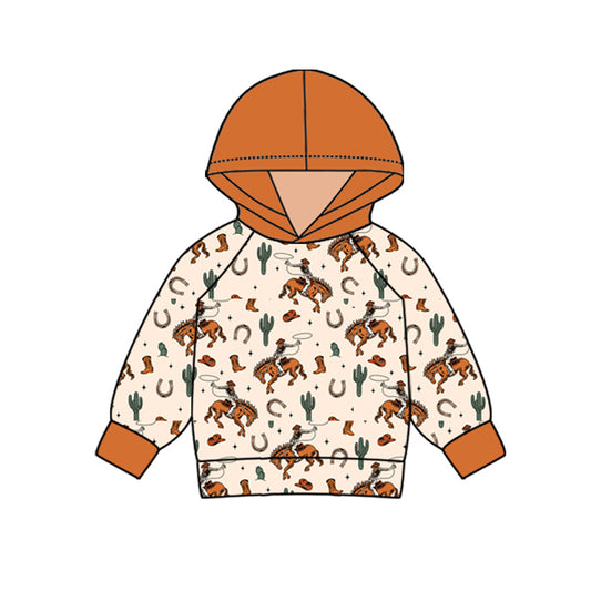 Preorder (moq 5)Baby Boys Rodeo Cactus Western Hooded Tops
