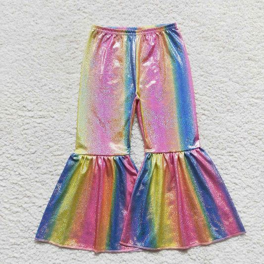 P0178 Baby Girls Colorful Holographic Spandex Bell Bottom Pants