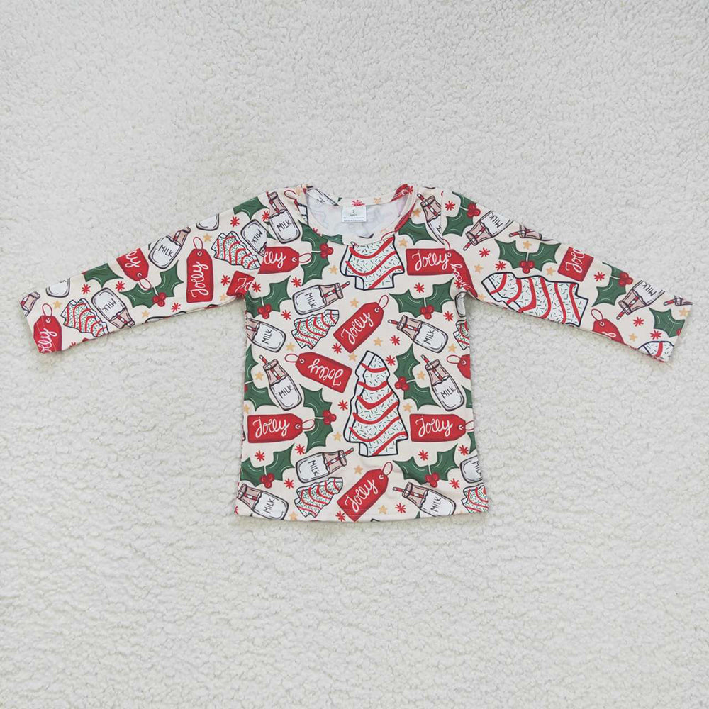 Baby Girls Christmas Tree Cake Long Sleeve Tee Shirts Tops