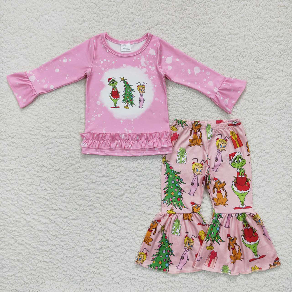 Baby Girls Chrsitmas Pink Frog Bell Clothing Sets