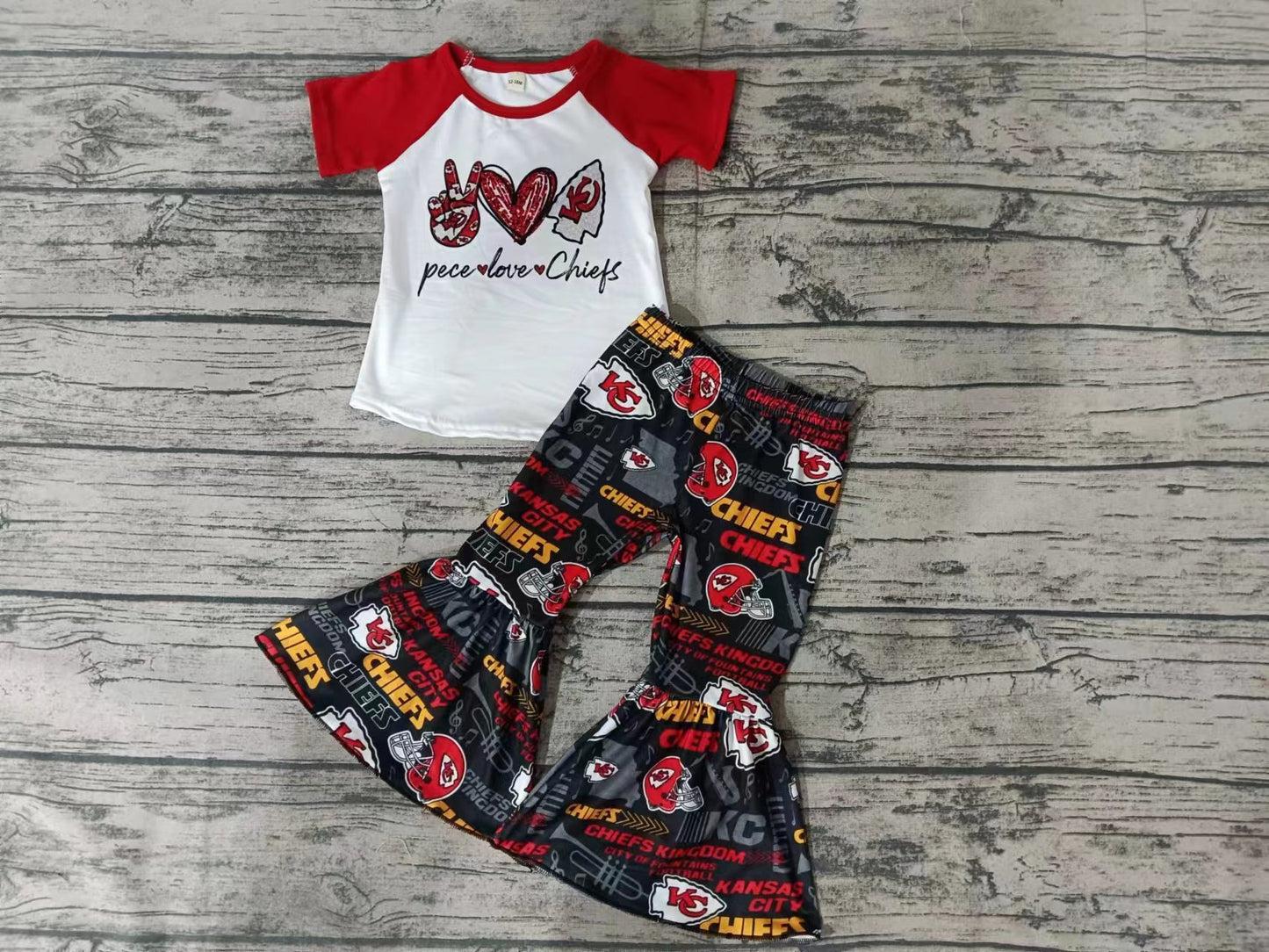Baby Girls Team Peace Love Tee Bell Pants Clothing Sets Preorder(moq 5)