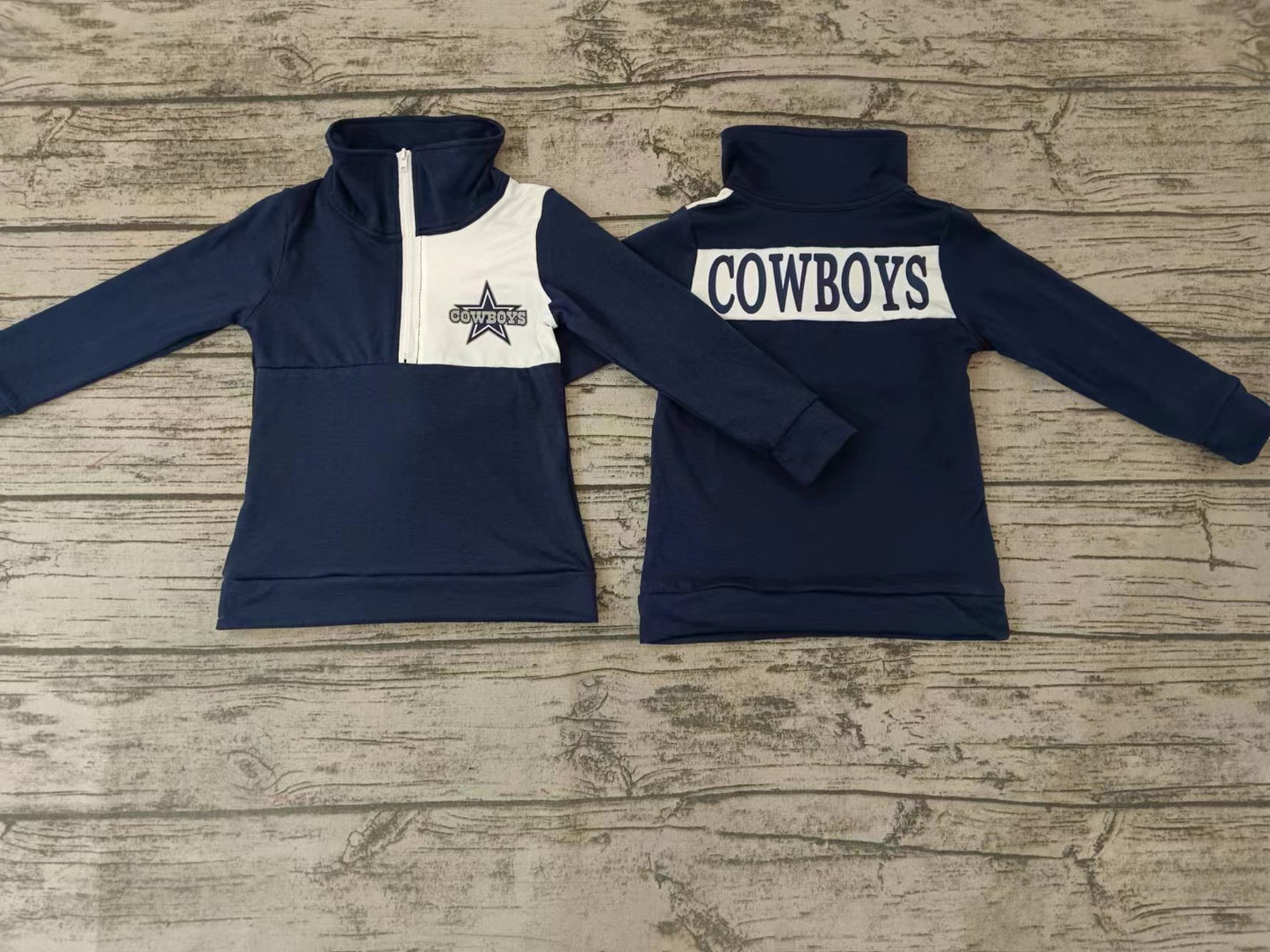 Baby Boys Navy Team Cowboys Long Sleeve Team Pullovers Tops Preorder(moq 5)