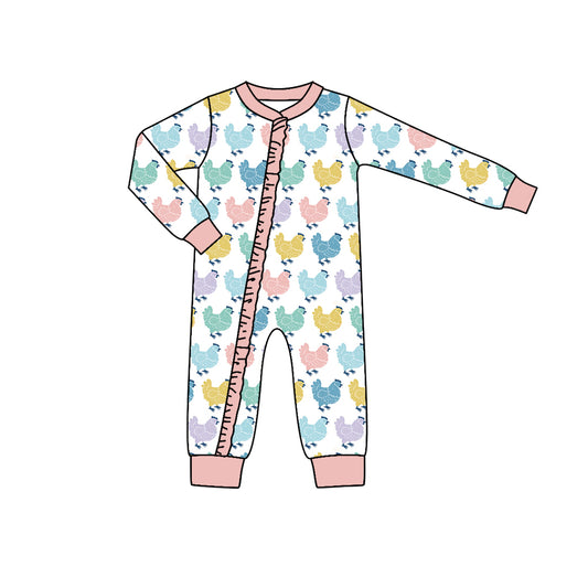 Baby Infant Girls Farm Zip Long Sleeve Rompers preorder(moq 5)