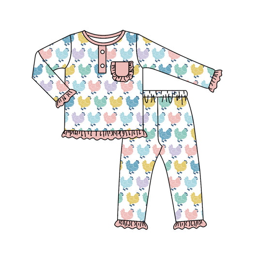 Baby Girls Chicken Farm Top Pants Pajamas Clothing Sets preorder(moq 5)