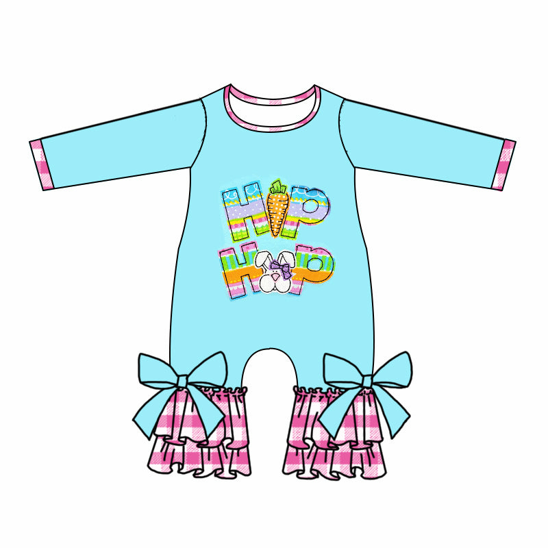 Baby Girls Ruffle Easter Hip Long Sleeve Rompers preorder(moq 5)