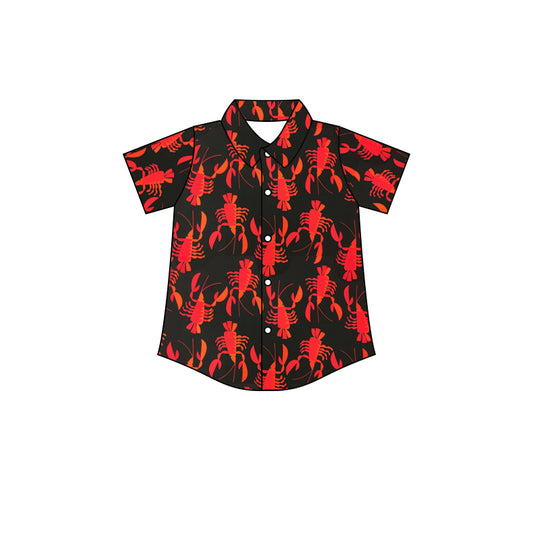 Baby Boys Black Red Crawfish Short Sleeve Buttons Tee Shirts preorder(moq 5)