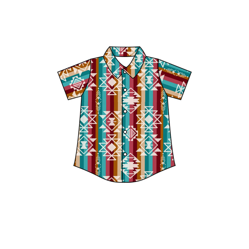 Baby Boys Aztec Short Sleeve Buttons Tee Shirts preorder(moq 5)