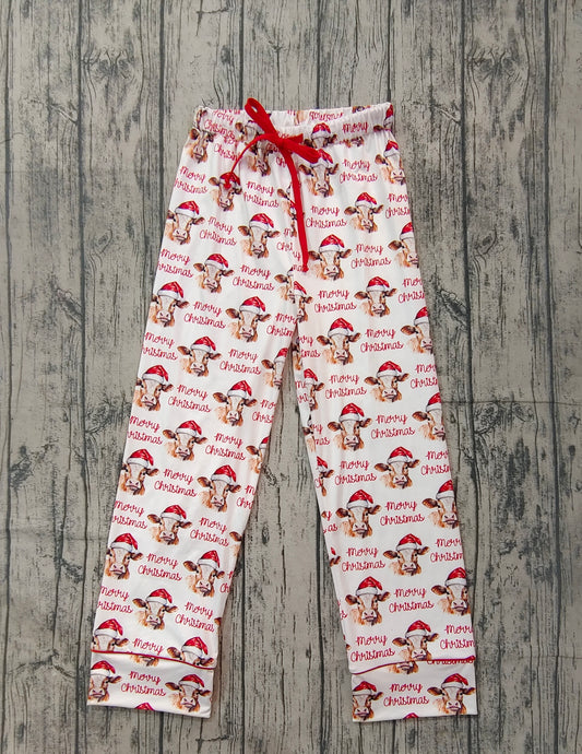 Adult Women Merry Christmas Highland Cow Pants Pajamas